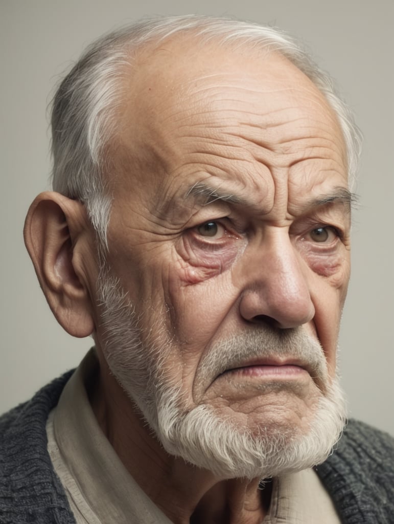 face of an old man with drooping mouth on left side