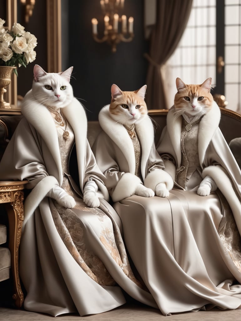 3 fashion and luxury cats chilling out