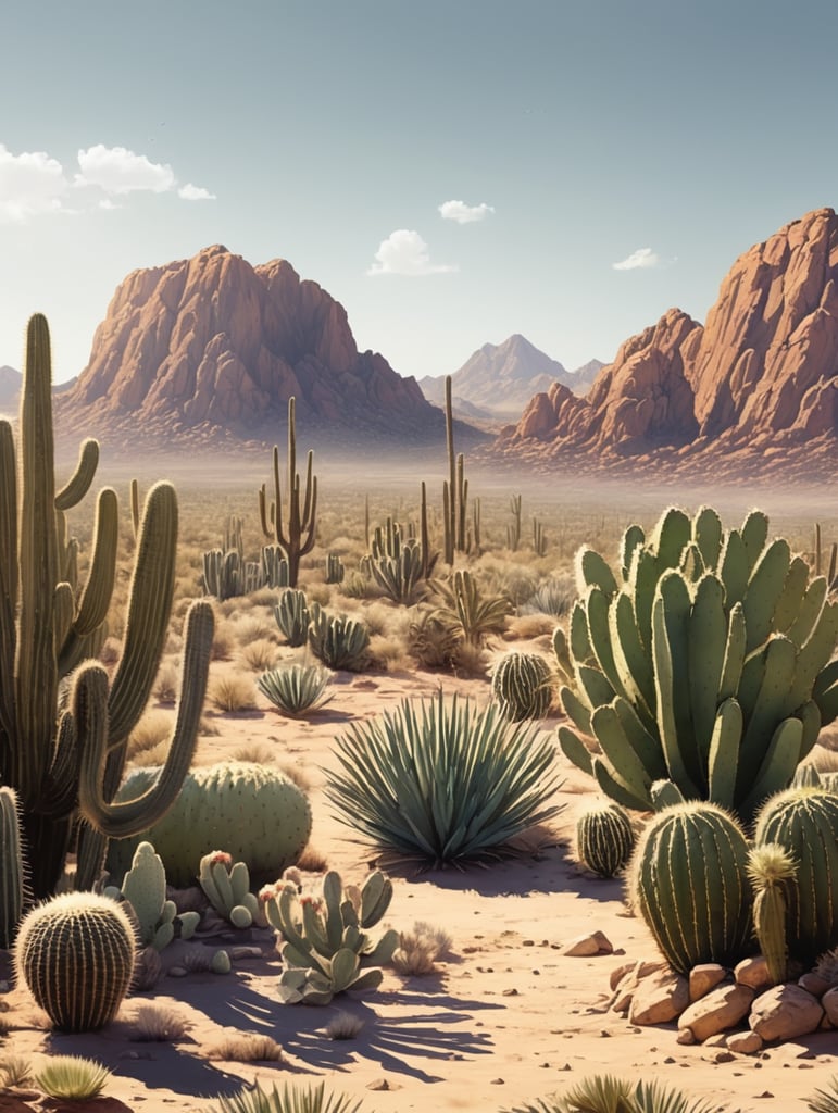 Give yourself plenty of different areas to describe - for example if you were drawing a desert landscape you might include: A group of cacti, an oasis, a rocky outcrop providing shade for creatures such as snakes and scorpion, tumbleweed and a brewing sandstorm