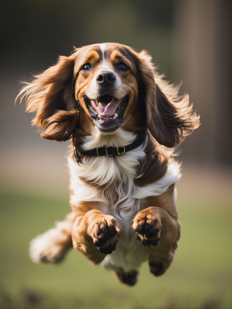 Cocker Spaniel(((smiling))) (((jumping))) see front camera, photo fron a withe background. (((smiling))) (((jumping)))