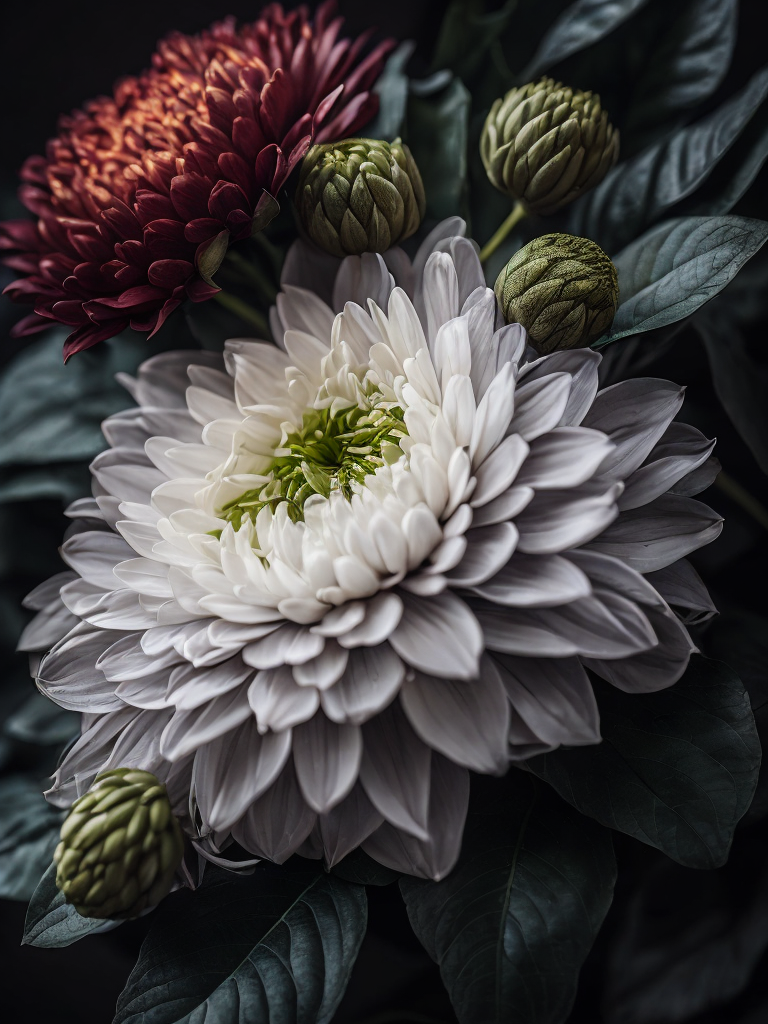 Green Flowers, dark, deep colors, dark, atmosphere, dark green, add sharpness on details, add vibrance 20, add saturation 20