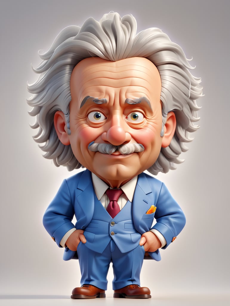 standing centered Portrait of Albert Einstein, bright and saturated colors, highly detailed, sharp focus, Bright expressive, Dramatic Lighting, Depth of field, Incredibly high detailed, on a white background