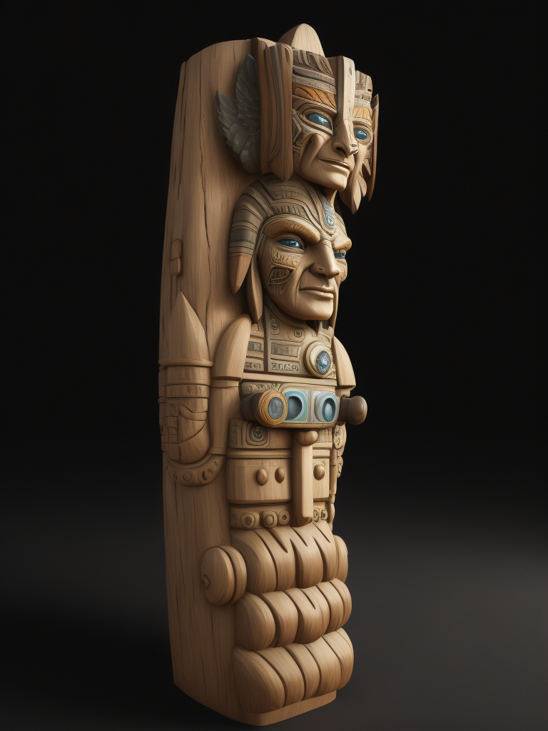 Totem Pole, deep carved, First Nation, North America native people culture