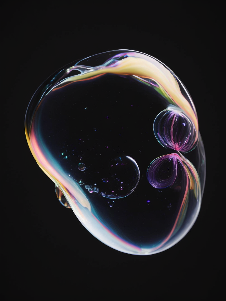 Multicolored soap bubble on a black background