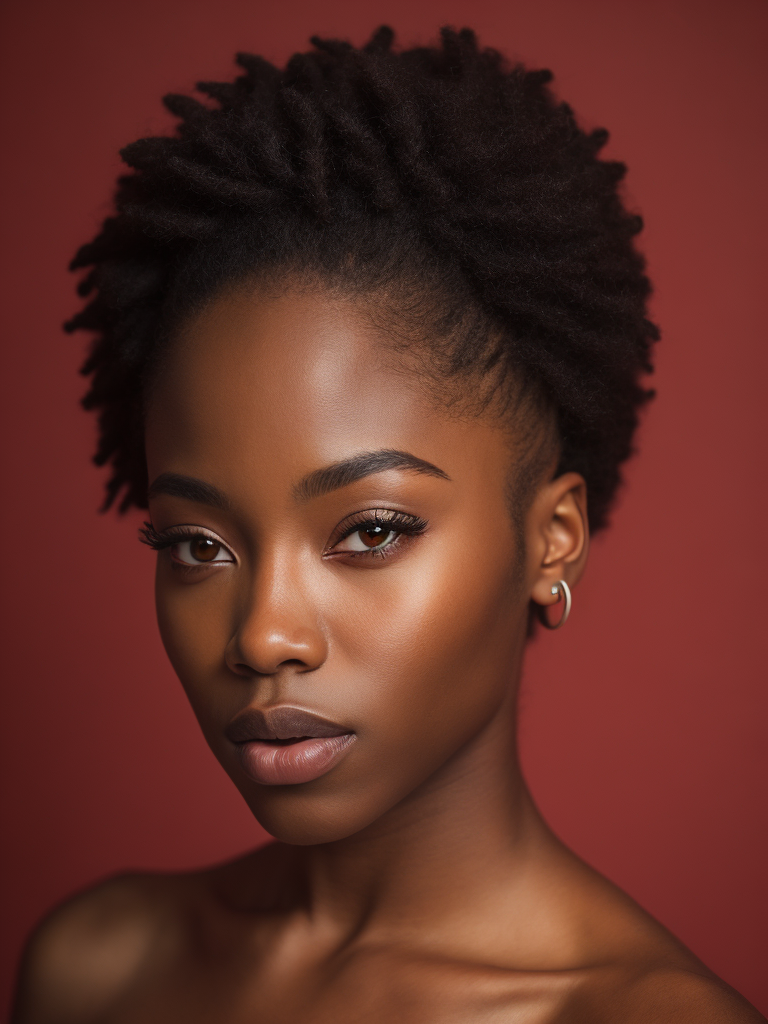 black girl on a red background