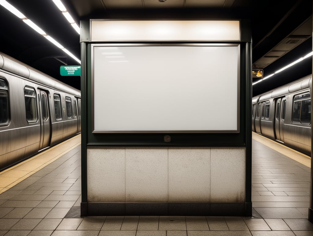 subway blank white billboard, mockup, mock up