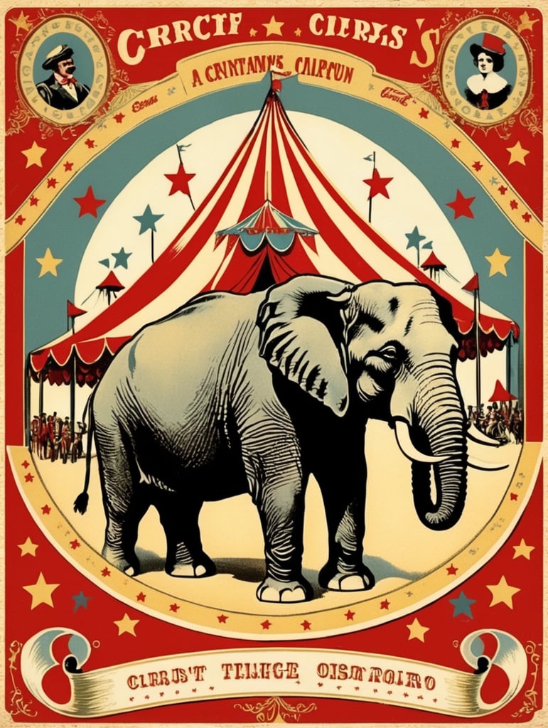 vintage Circus postcard illustration