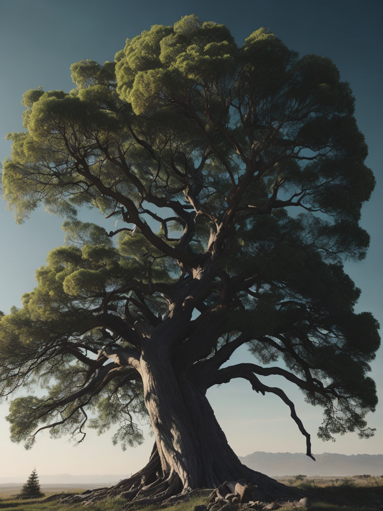 a photo of a large majestic tree with twisted trunk with a transparent background