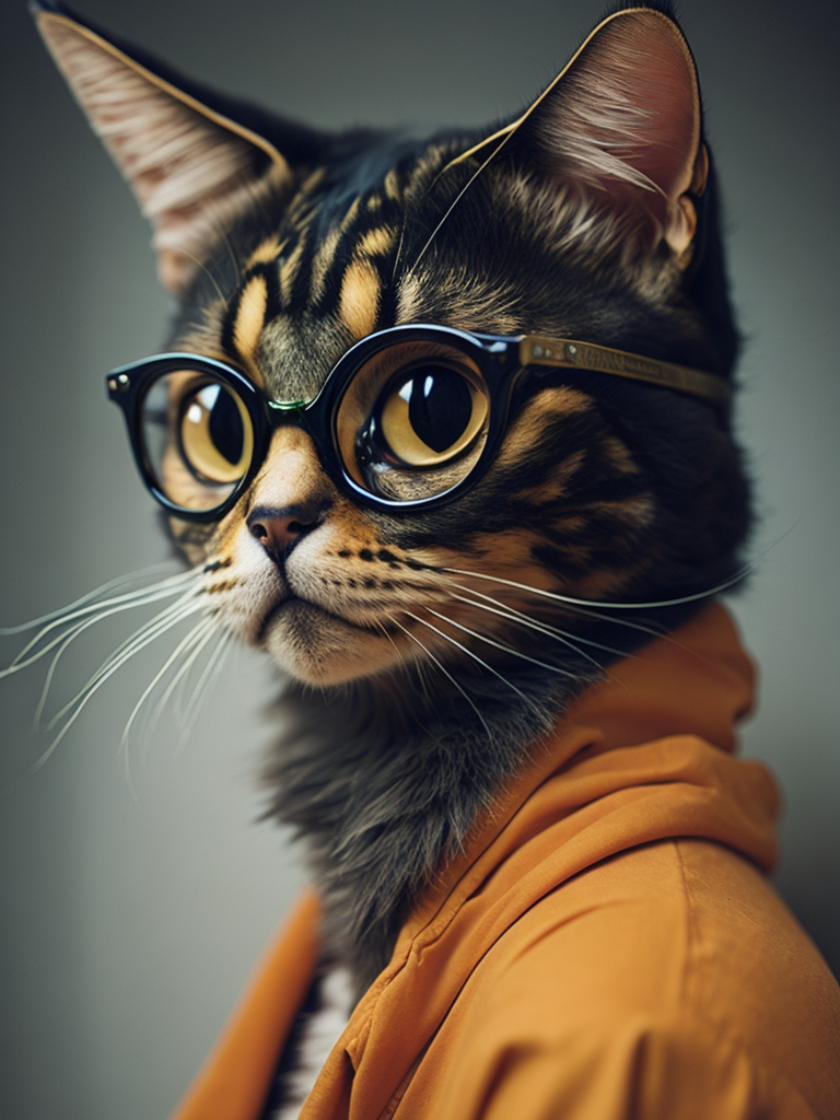 hyper-realistic, ultra-detailed photograph of a cat wearing glasses in old Renaissance ottoman home, hyper realistic, ultra detailed photograph, depth of field