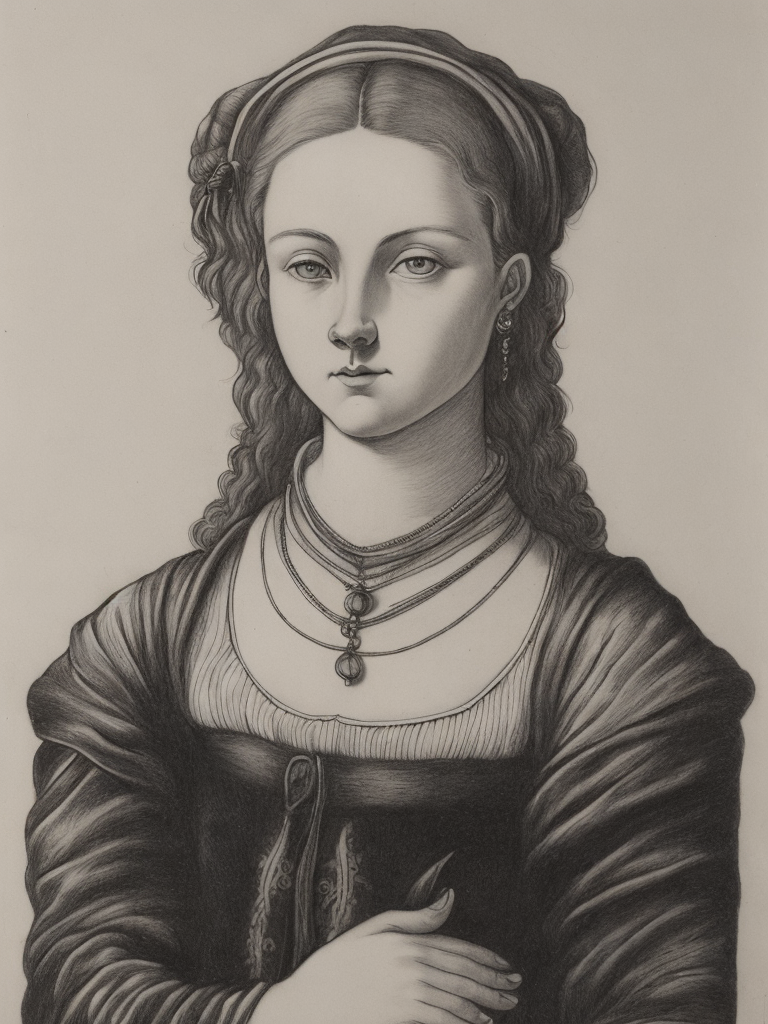 drawing of a woman, style of Lucas Cranach