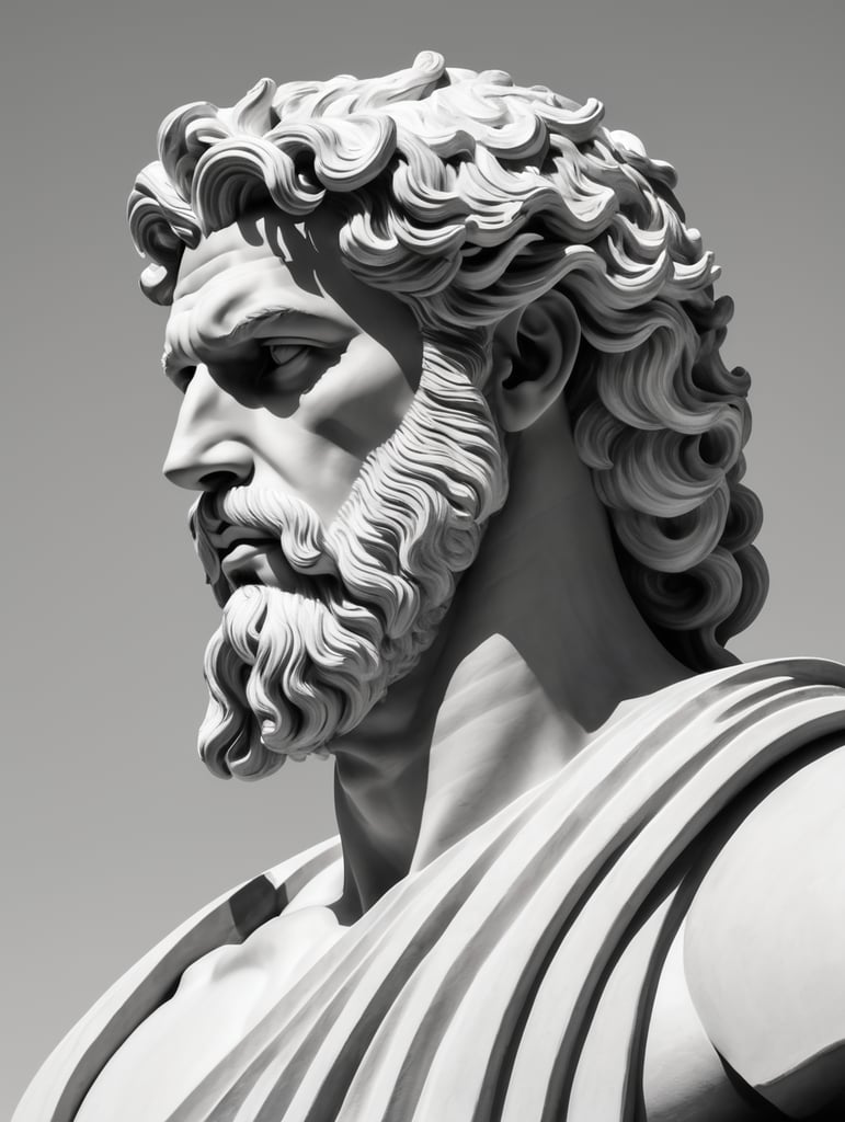 Griechischer Gott in schwarz weiß