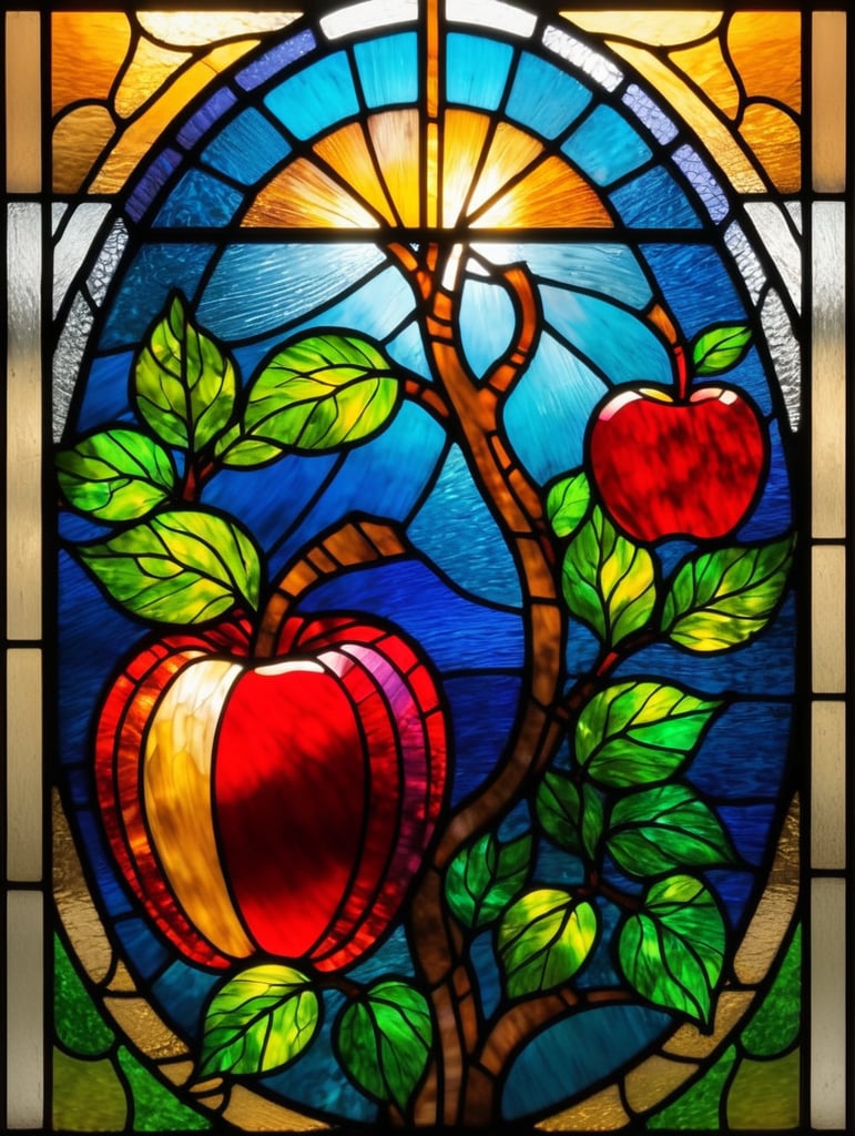 Colorful stained window apple