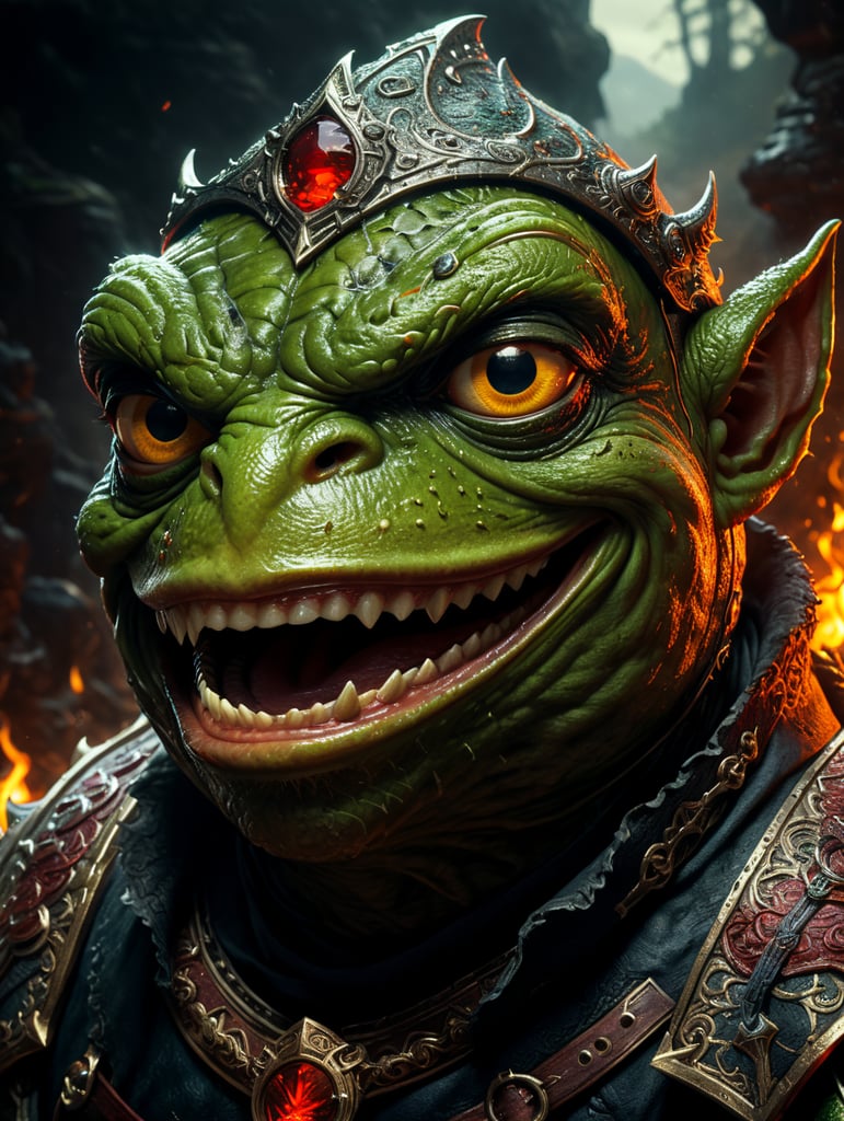 Pepe the frog in the diablo fantasy style dark fantasy diablo 4 art