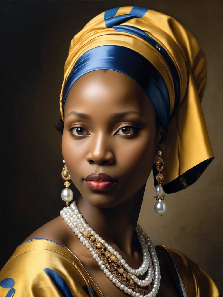 A beautiful African princess with a pearl earring by Johannes Vermeer