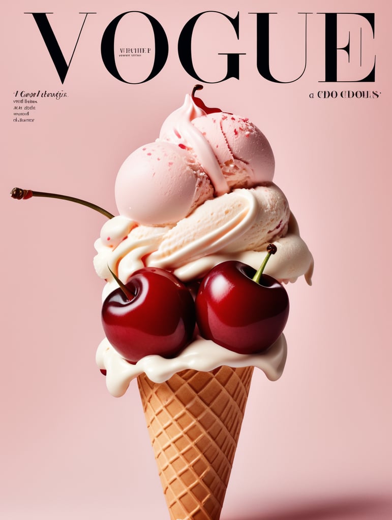 Ice cream with cherry on the cover of Vogue