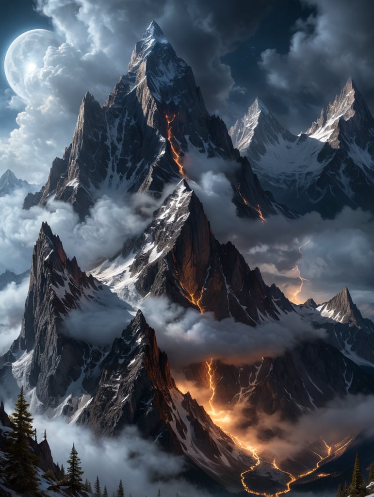Premium Free ai Images | mountain in the dark