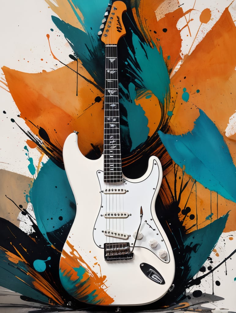 abstract retro guitar leafs