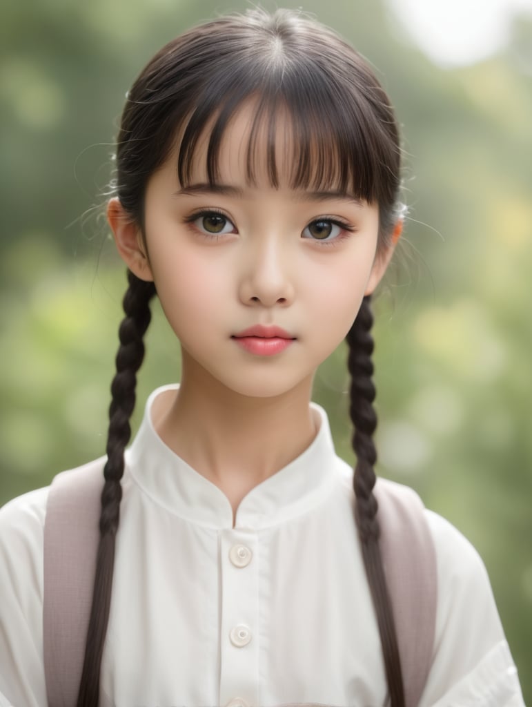 young oriental girl smart innocent