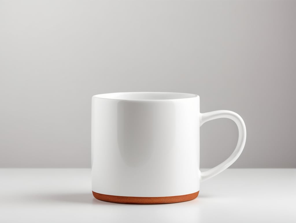 White strait ceramic mug, white background, isolated, mock up, mockup