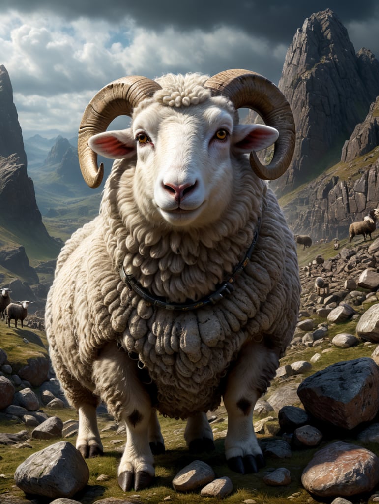 MASCOT SHEEP WITH ROCK MUSIC IMAGE