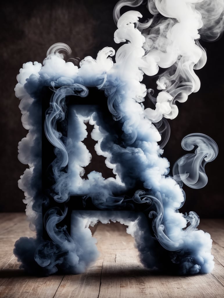 a letter a made from smoke, smokey letter