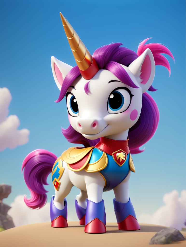 Pony superhero artist with a cape and with a creative attitude in a creative world