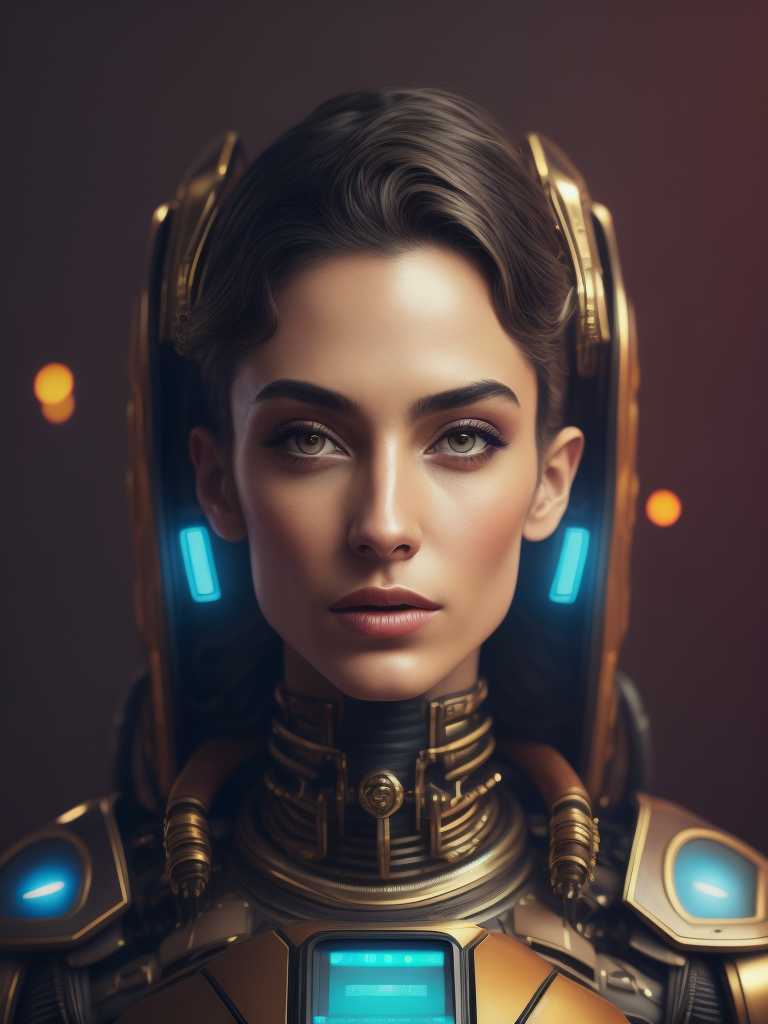 Chiara Ferragli as a robot, bright and saturated colors, elegant, highly detailed, vogue, fashion magazine, sharp focus