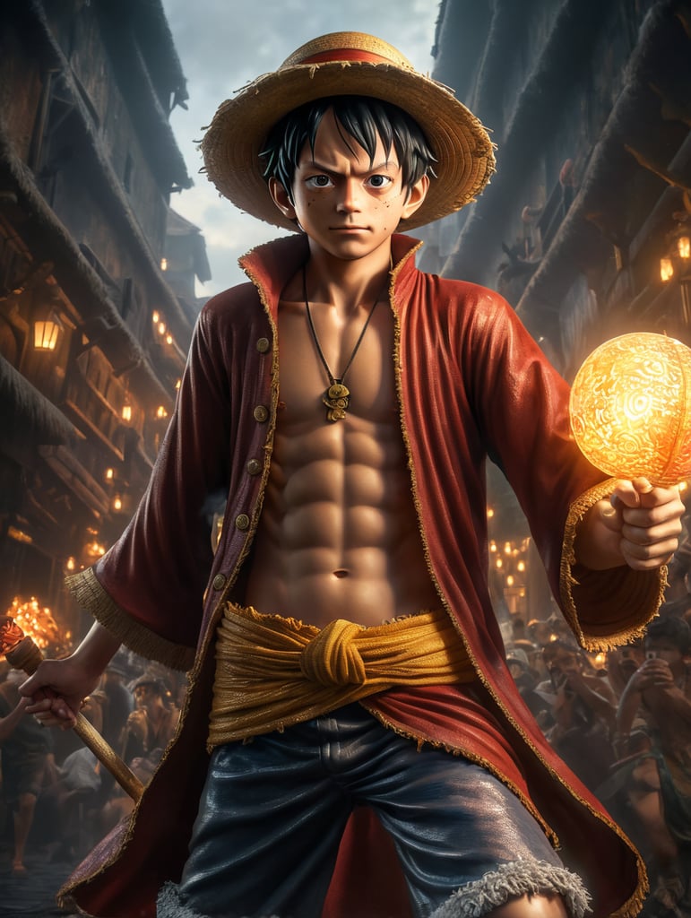 one piece luffy young with morning light