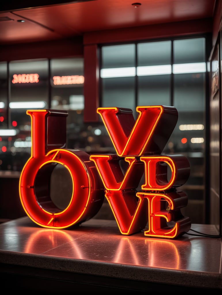 love neon sign, red color, neon