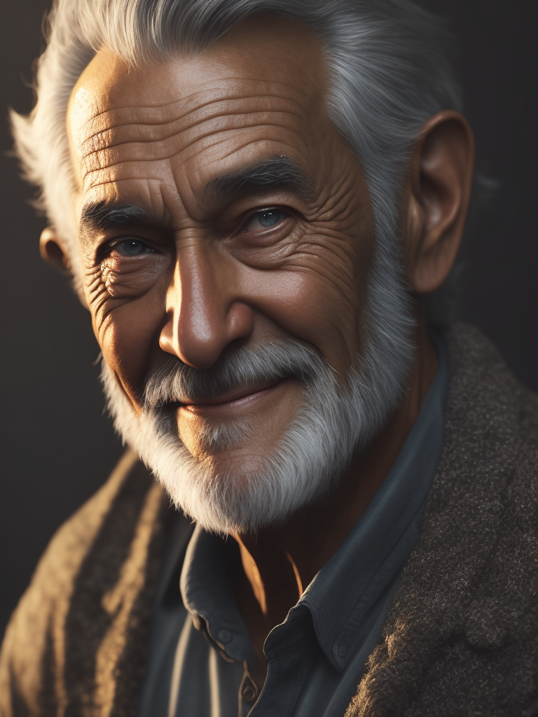 gray-haired smiled old man