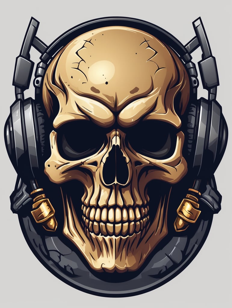 Skull detailed esports gaming logo, vector image