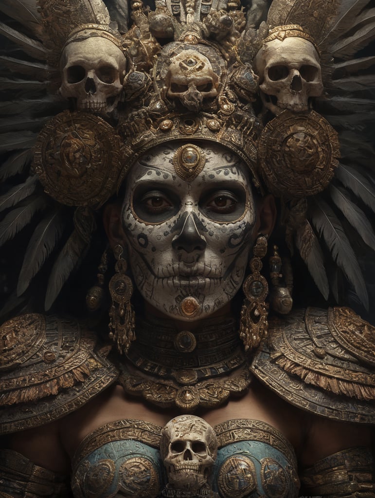 Itzpapalotl, aztec deity, woman with a skull face