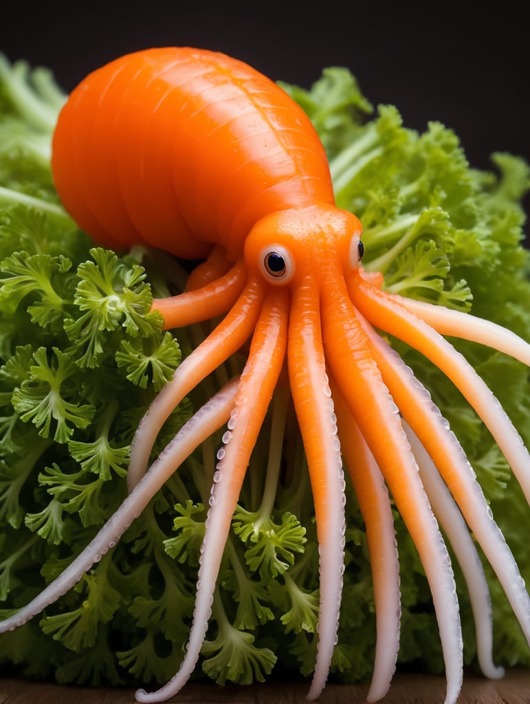 Incredible animal hybrid of a carrot plus a octopus. The tail of the carrot is a octopus.