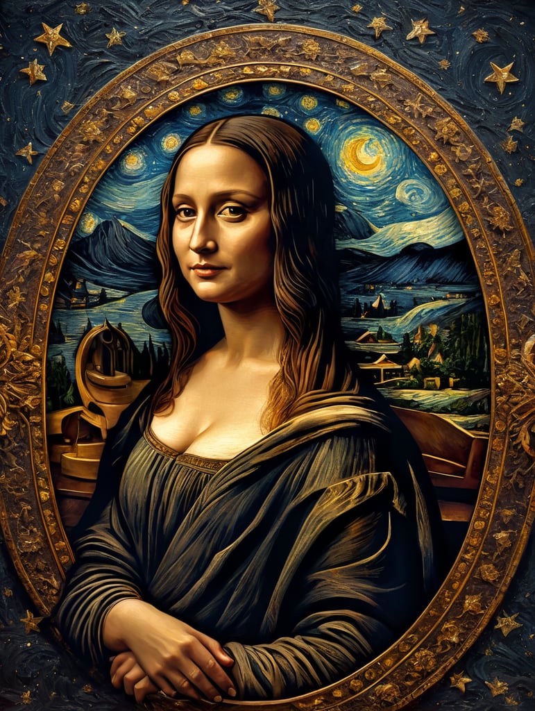 monalisa in van goghs starry nights