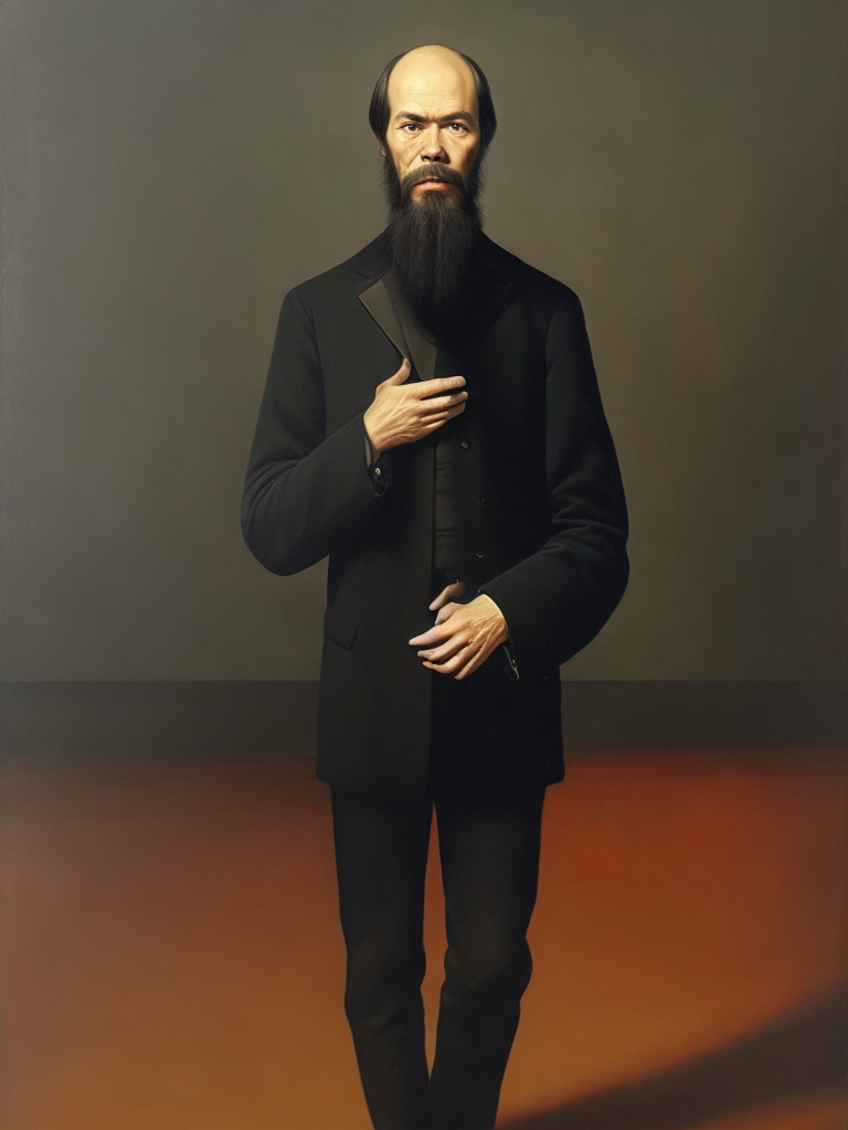 Portrait of Fyodor Dostoevsky, painting, china, style of Liu Ye