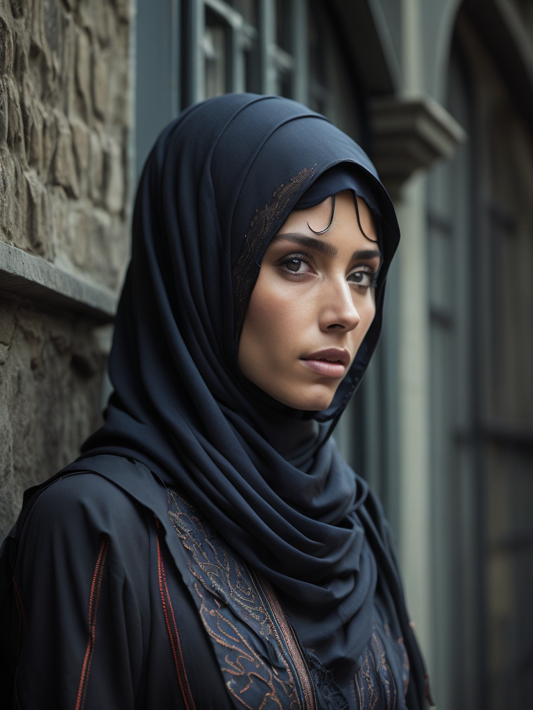 hyper-realistic, ultra-detailed photograph Portrait of a Beautiful women from wearing black niqab hijab with a black dragon in the Renaissance ottoman mosque background, detailed gorgeous face, depth of field, HOF, hall of fame,