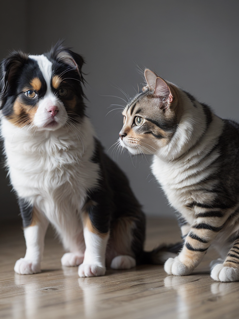 scottish fold cat and australian shepherd