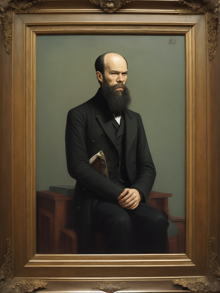 Portrait of Fyodor Dostoevsky, painting, china, style of Liu Ye