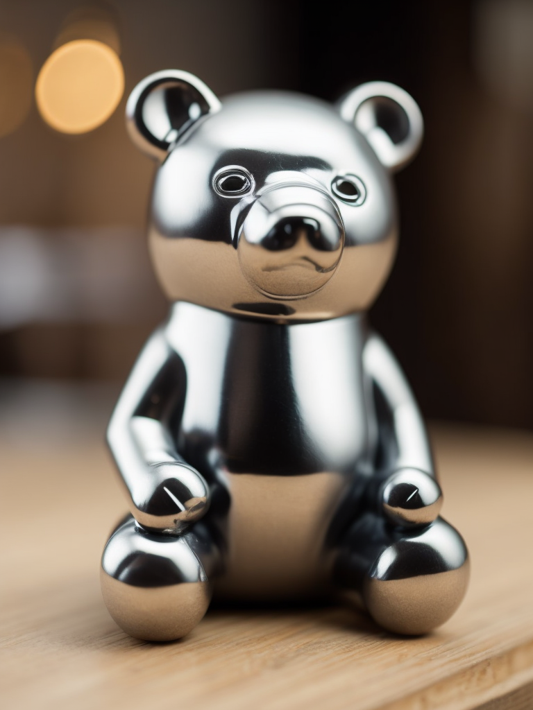 small chrome figure of a bear toy