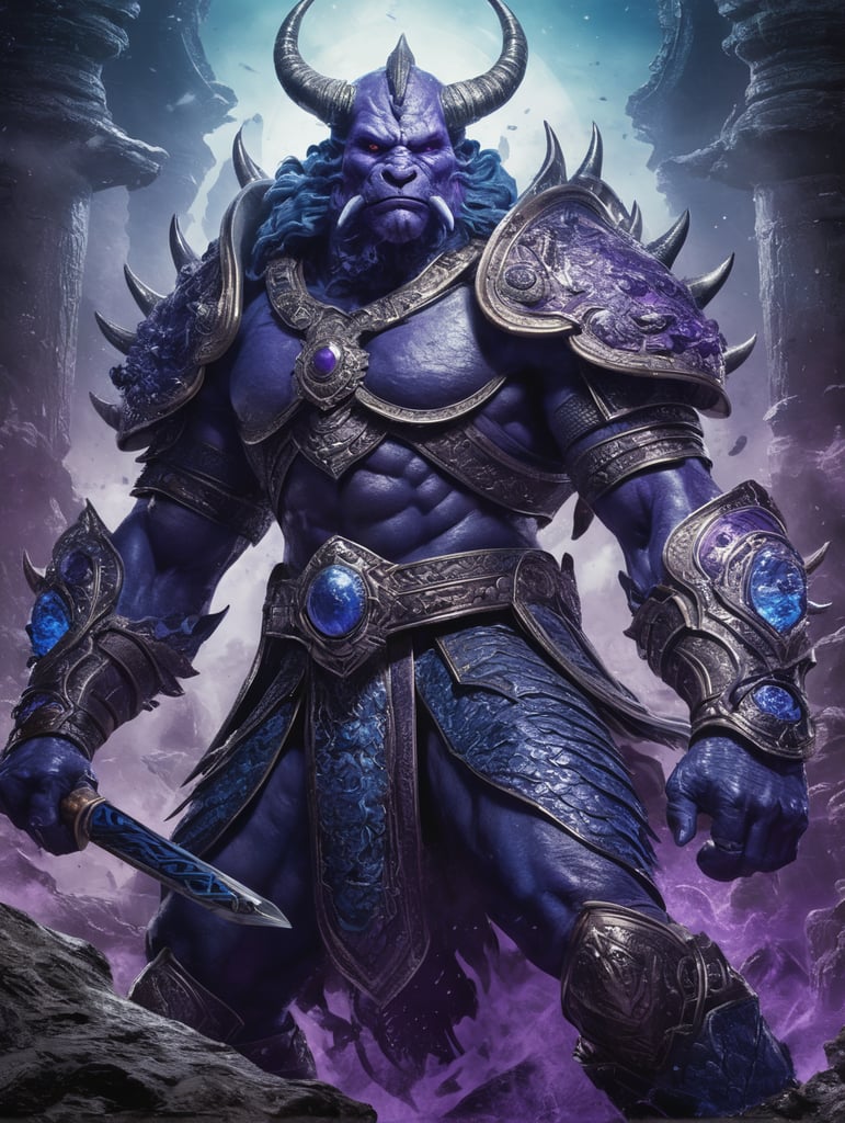 god marte illustration digital art brush art raw energy explosive wildlife aggressive illustration blue purple duotone fierce artwork fantasy illustration