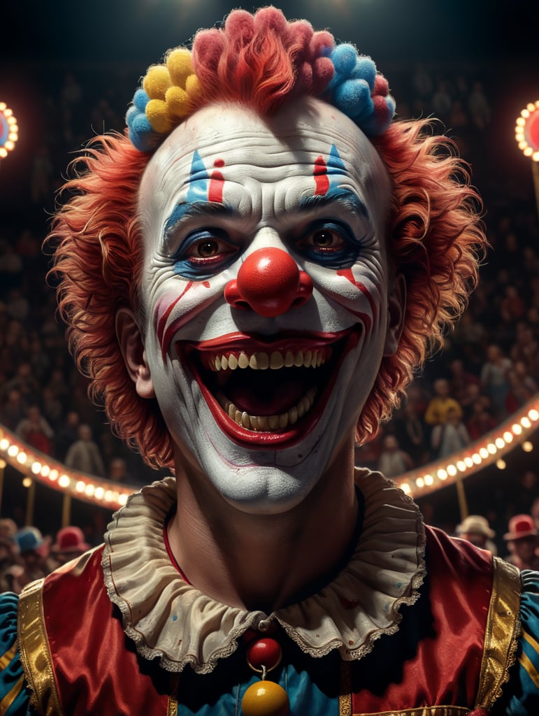 a cute clown in a circus ring