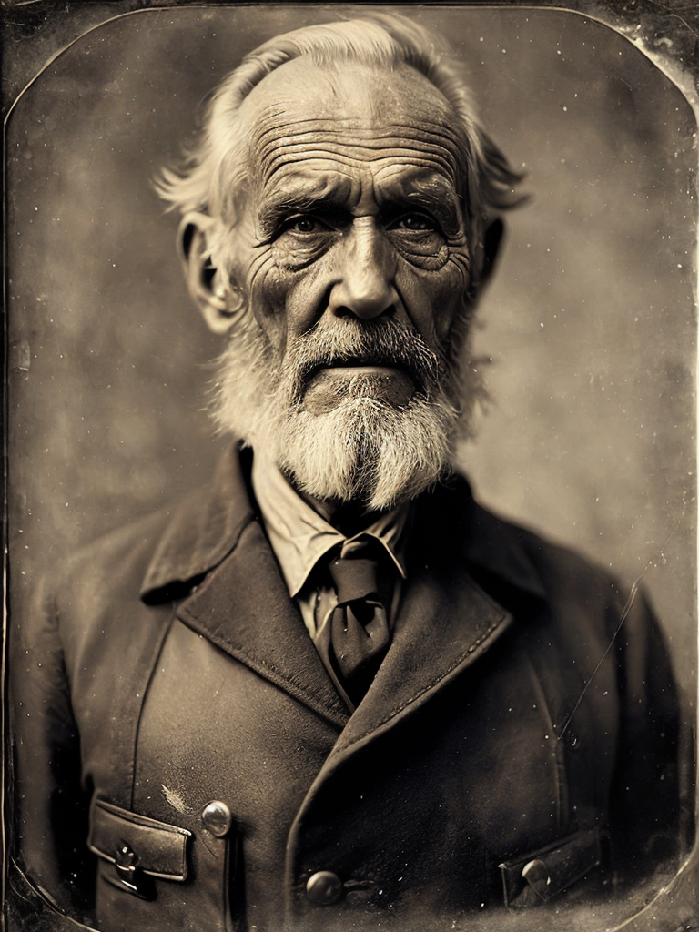 a wet plate photograph of a grizzled old sea captain