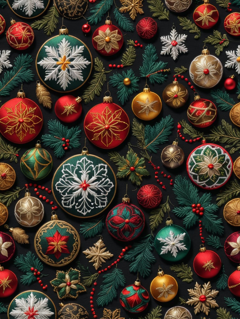 embroidery Christmas seamless pattern