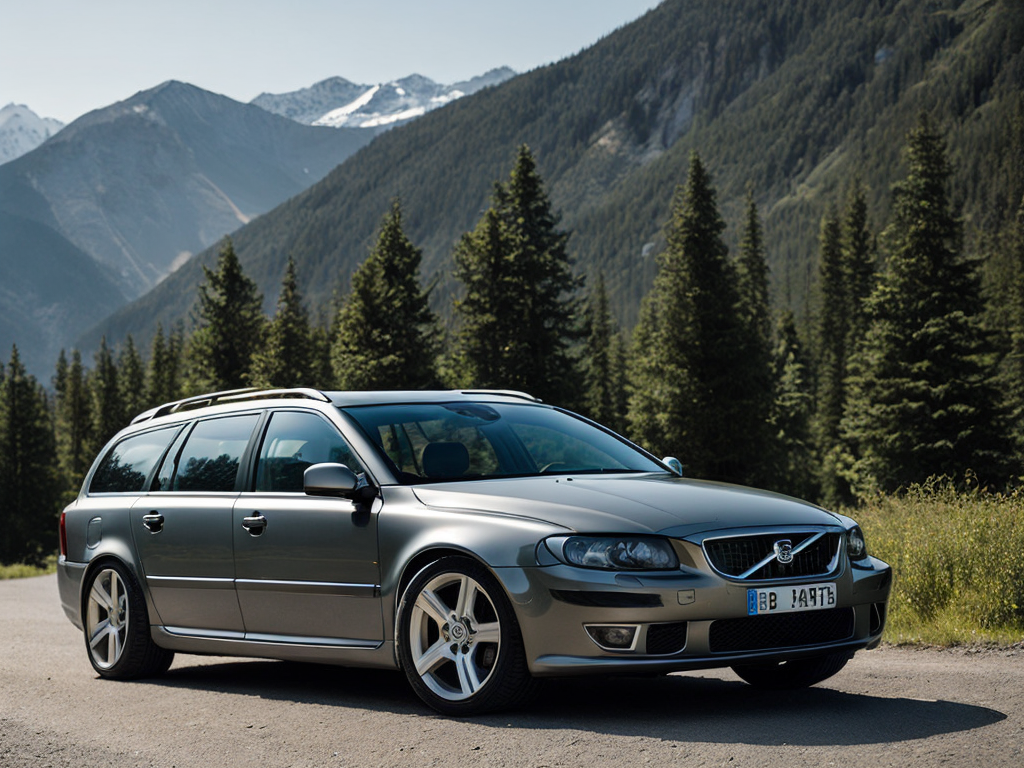 Volvo V70 2.5 station wagon silver detailed photo in the Alps