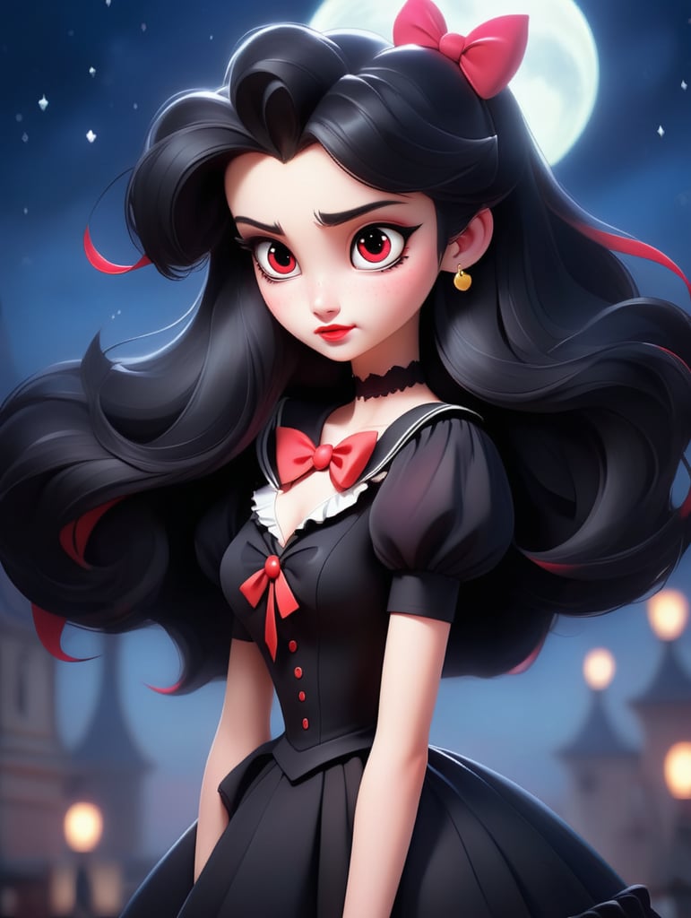 90's anime vintage anime vampire girl sailor moon red Eyes dark dress Moonlight black dress