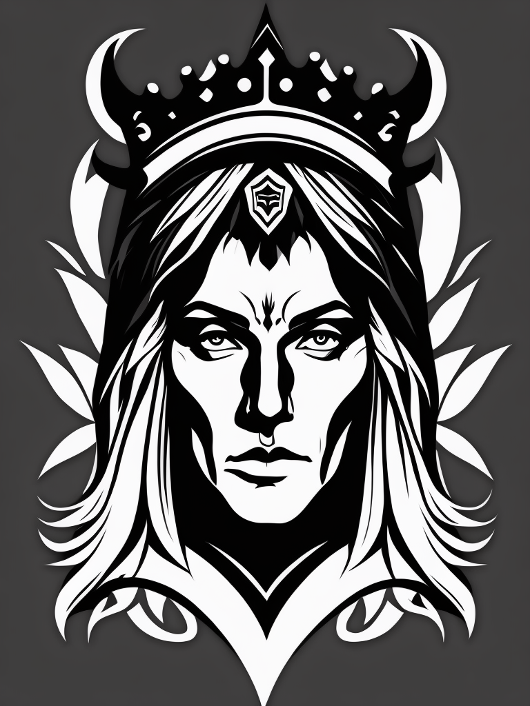 A vector art of a queen viking tattoo, black and white