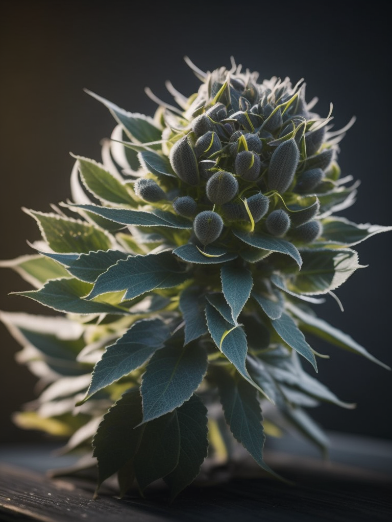 A macro photo of a cannabis flower, macro photography, close-up, high-quality details, deep focus, professional shot