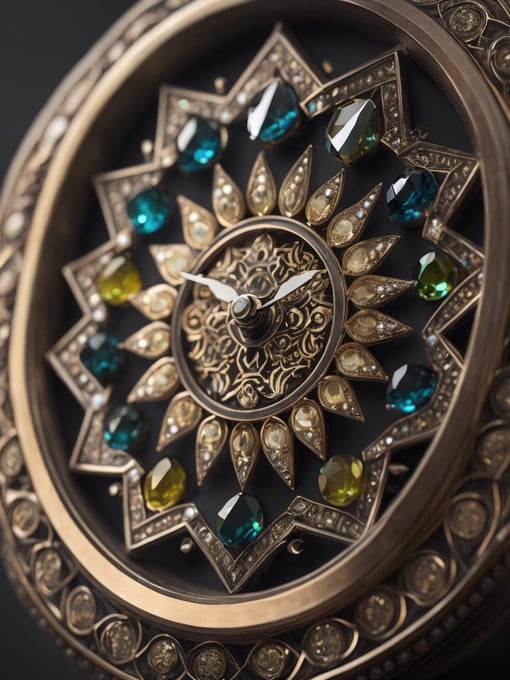 fractal jewelry clock with colourful gems