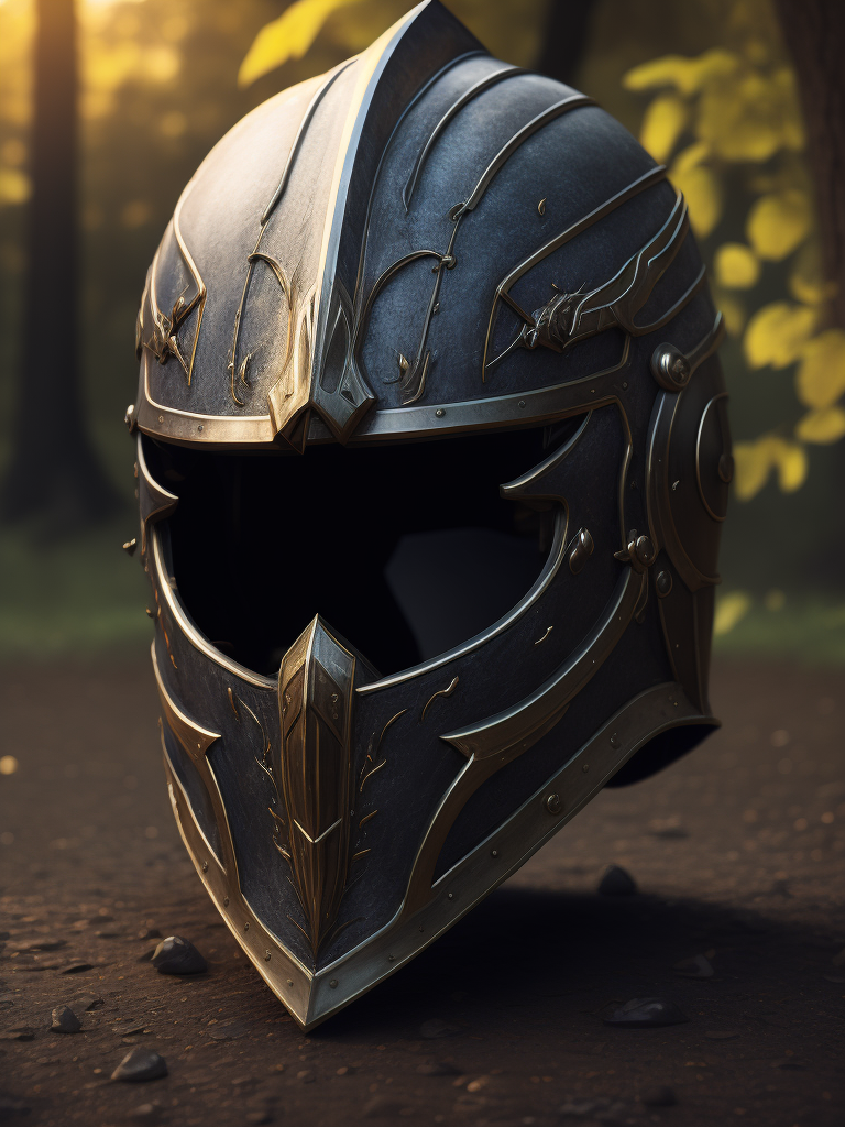 Art of a Sapartan knight's helmet, fallen to the ground after a battle