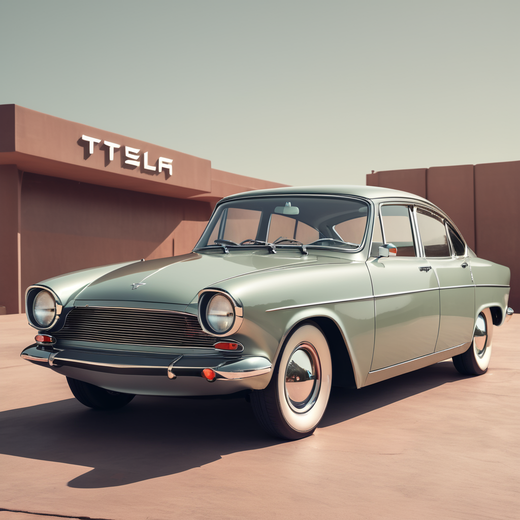 Tesla Motors in retro style